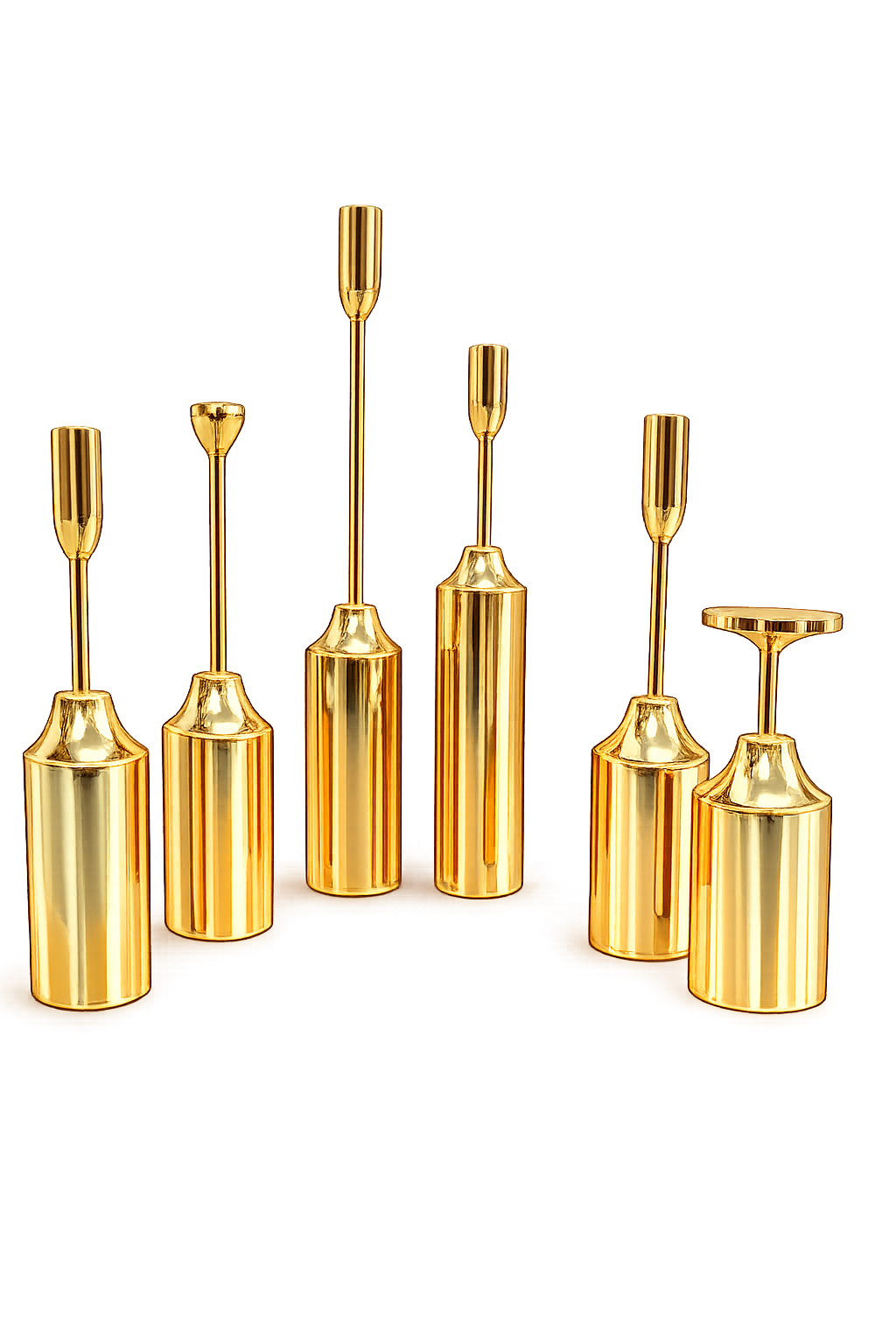 Modern Gold Metal Candle Holder Set of 6