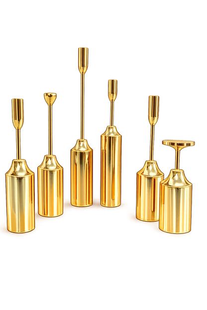 Modern Gold Metal Candle Holder Set of 6