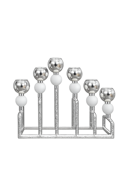 Modern 6-Light Silver Candle Holder