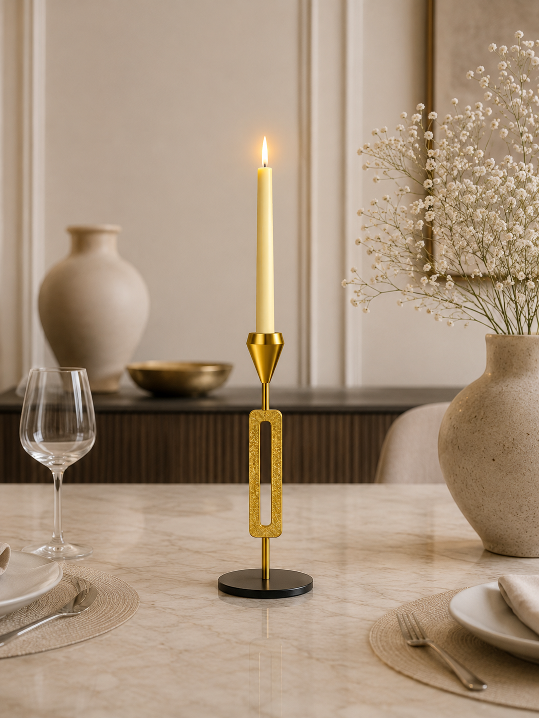 Luxury Gold Metal Candle Holder Set of 3