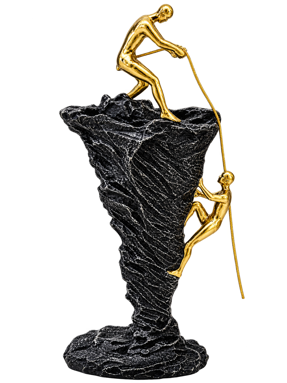 Luxury Black & Gold Climbing Figures Tornado Sculpture