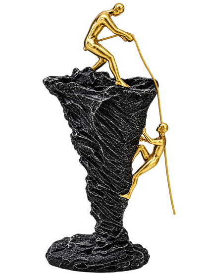 Luxury Black & Gold Climbing Figures Tornado Sculpture