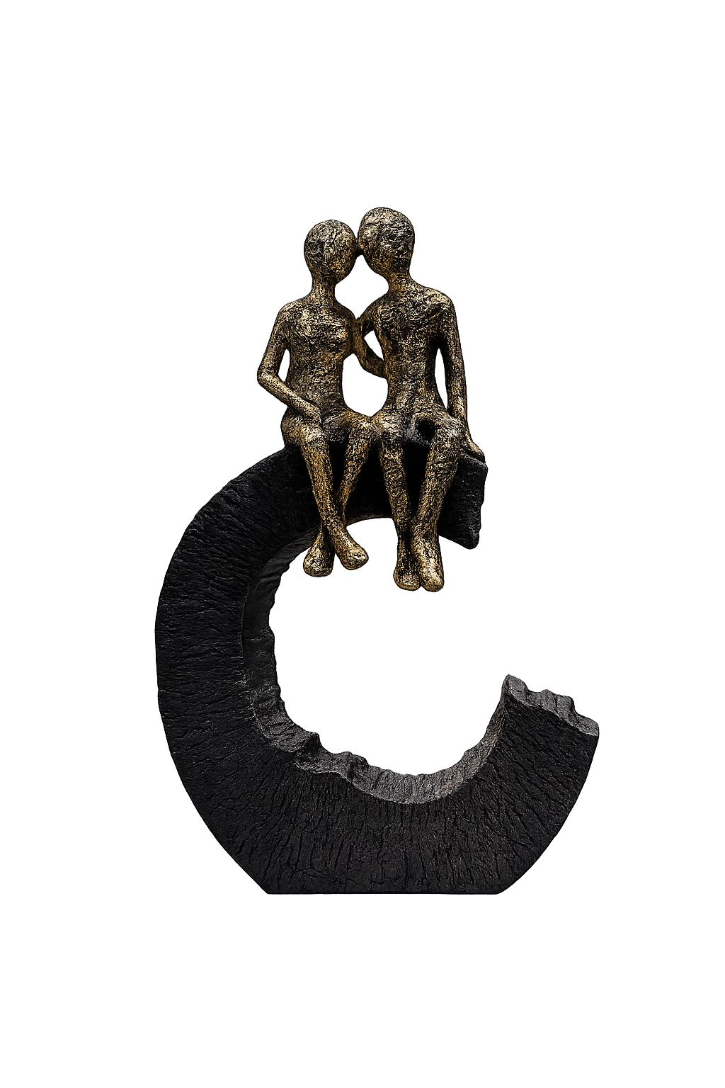 Abstract Couple Sculpture on Crescent Base