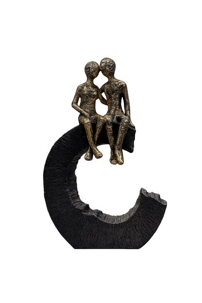 Abstract Couple Sculpture on Crescent Base