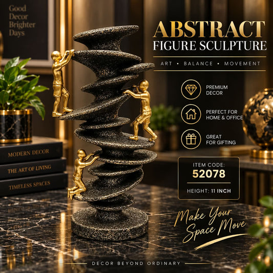 Abstract Figure Sculpture – Premium Gold & Black Modern Decor