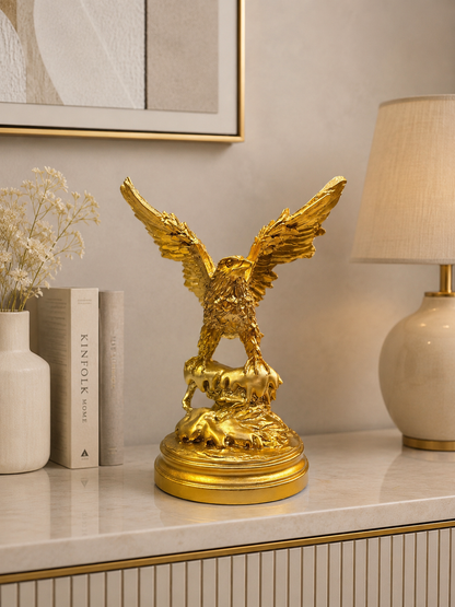 Luxury Golden Eagle Resin Sculpture with Spread Wings