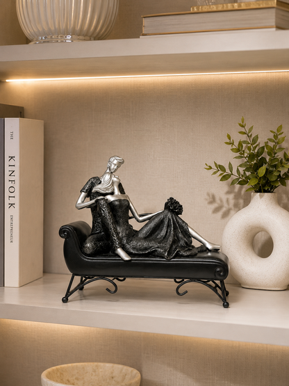 Elegant Couple on Chaise Lounge Sculpture