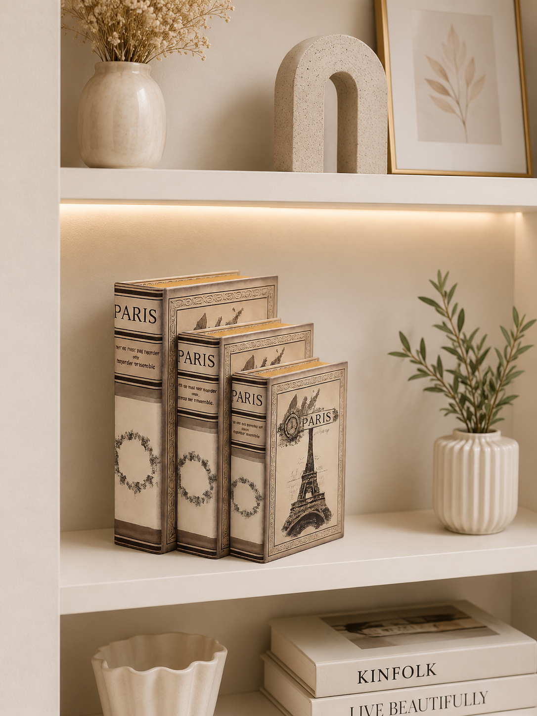 Paris Decorative Faux Book Storage Box Set of 3