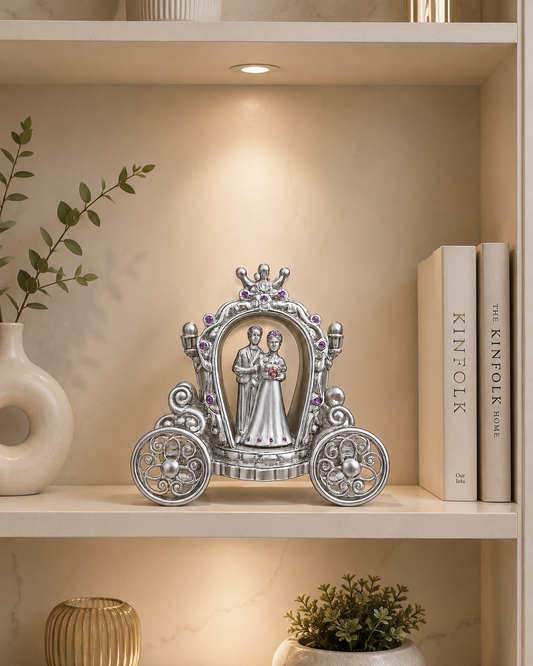 Luxury Silver Cinderella Carriage Couple Showpiece