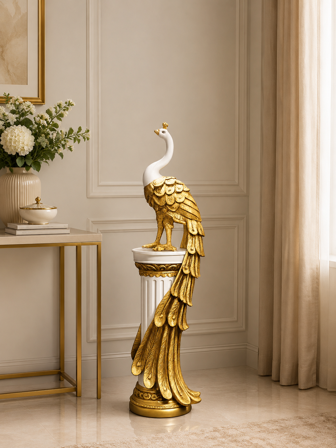 Luxury Peacock Floor Sculpture