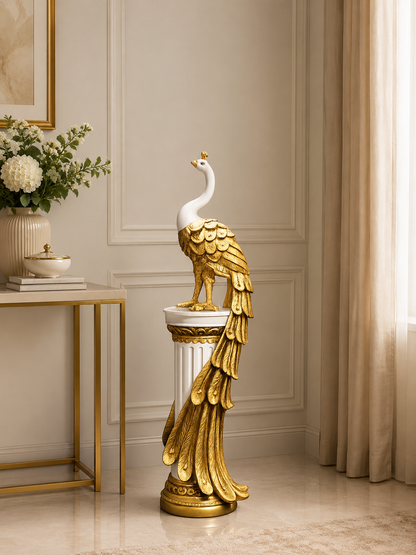 Luxury Peacock Floor Sculpture